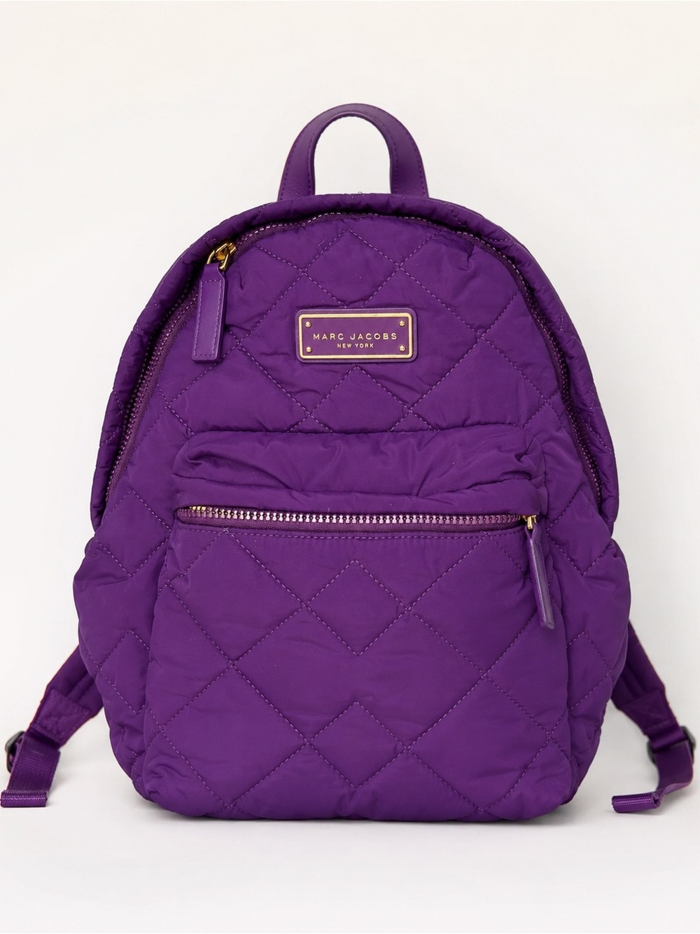 Marc Jacobs Purple Quilted Nylon Backpack Gold Hardware Travel Bag